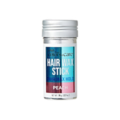 KISS COLORS & CARE front packaging showing peach-scented wax stick benefit: travel-ready hold