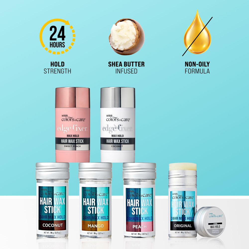 KISS COLORS & CARE ingredient label close-up highlighting Biotin, castor oil, shea butter benefit