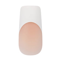 Close-up of KISS Core French tip detail showing chip-resistant, clean white edge
