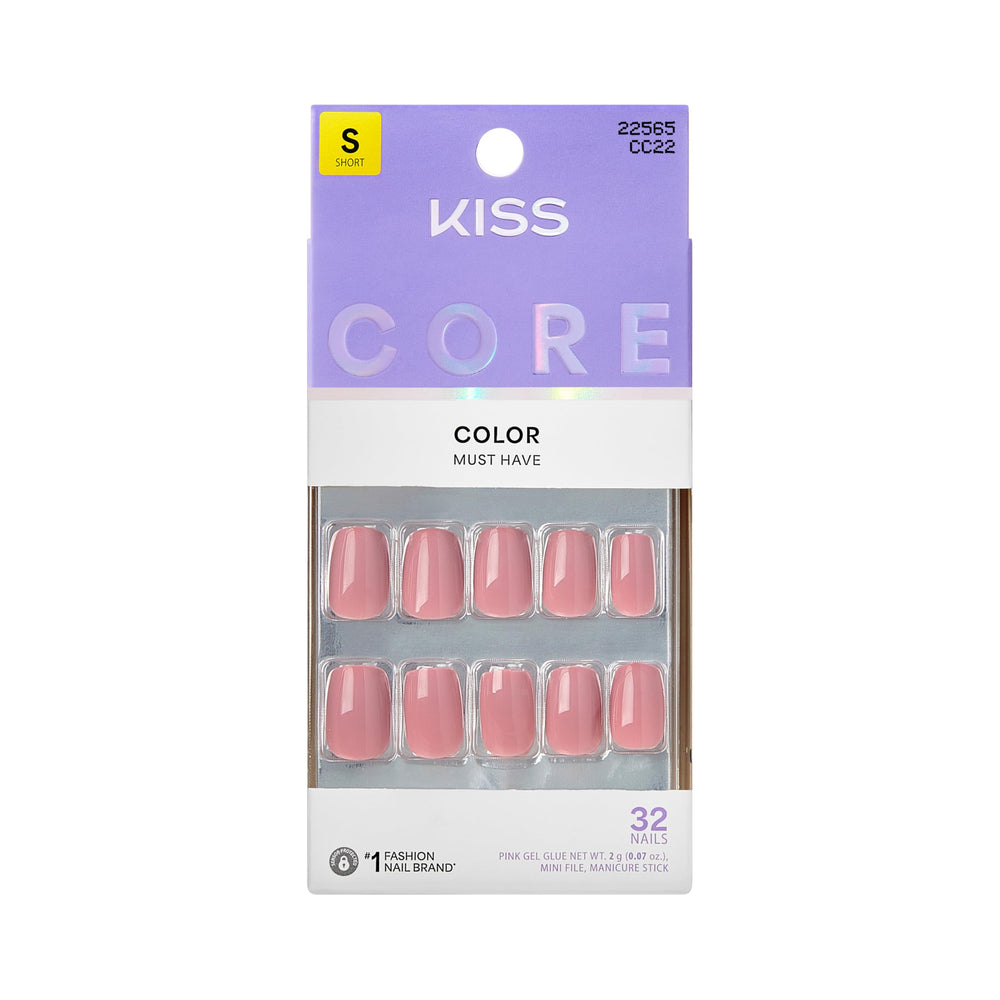 KISS Core front packaging showing the Felicity pink nails and kit
