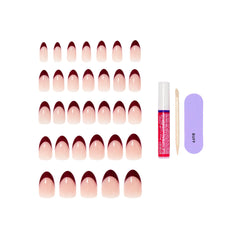 KISS glue and manicure tools flatlay demonstrating included application items