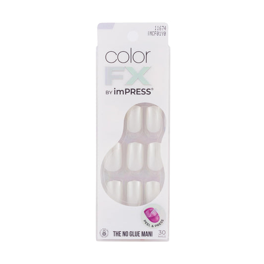 KISS front packaging showing Color FX press-on nails and included tools for quick application