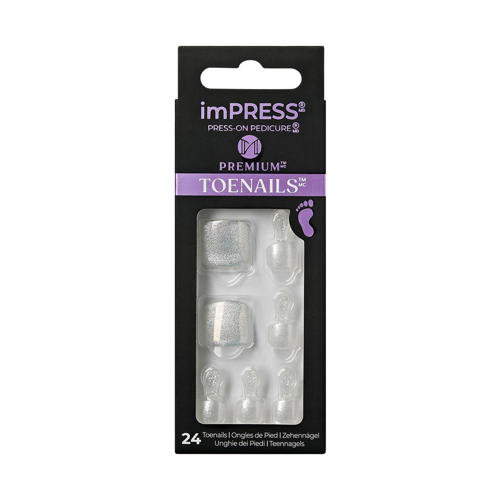 KISS front packaging showing sparkling white silver pedicure and kit benefits