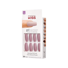KISS spread of 28 dark pink press-ons displaying sizing and immediate styling benefit