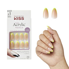 KISS Hype front packaging showing neon yellow nails and included items, instant salon look