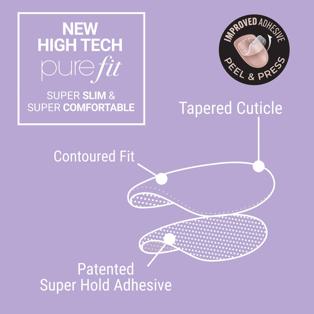 KISS nails in use, hand pressing on for fast peel-and-press convenience benefit