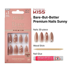 KISS nails being worn to demonstrate long almond shape and elegance