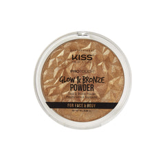 Kiss bronzer compact front view showing sleek packaging and large pan for versatile use