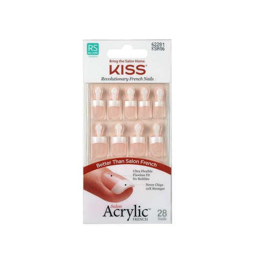 KISS packaging front view showing the French acrylic set and brand for easy identification