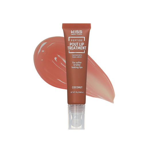 KISS front packaging of peptide lip treatment shows coconut tint and glossy finish