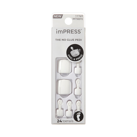 KISS front packaging showing 30 press-on toenails and tools for quick application