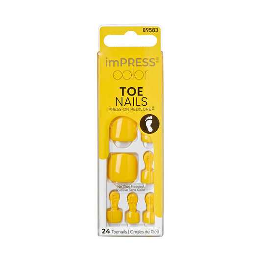 KISS solid yellow pedi front packaging showing kit benefits and glossy finish