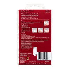 KISS arranged 12-size toenail layout with pink gel glue tube, organized for multiple pedicures