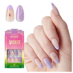 KISS purple almond press-on nails front packaging showing design and contents
