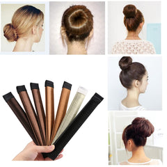 KISSBUTY in use on model creating a neat bun for fast, everyday styling benefit