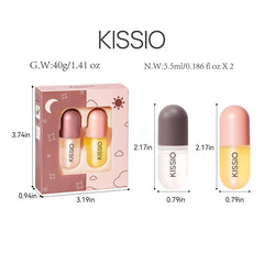 KISSIO gloss applied to lips illustrating immediate fuller appearance