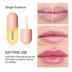 KISSIO clear night gloss tube close-up emphasizing moisture repair