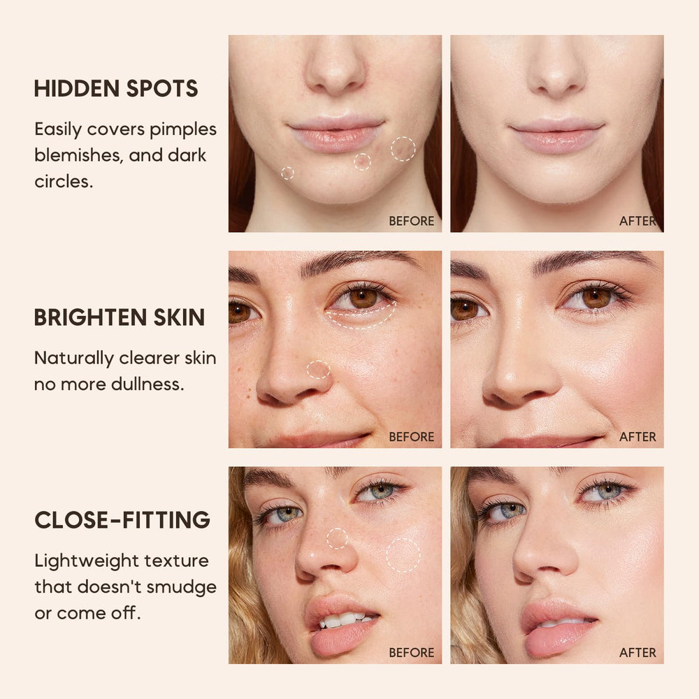 KISSIO concealer pencil under-eye application showing brightening effect