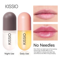 KISSIO yellow day gloss tube close-up highlighting plumping action