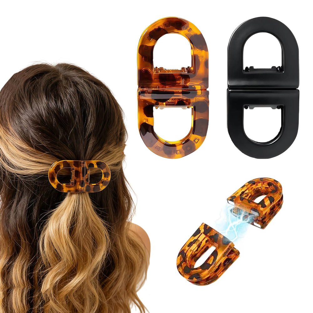 Kistreao front view of brown and black clips showing compact styling benefit
