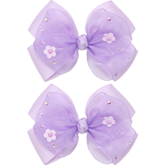 KISZU purple bow front view shows elegant accessory and versatile wear