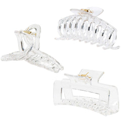 Kitiin front view of three clear claw clips shows variety and discreet style