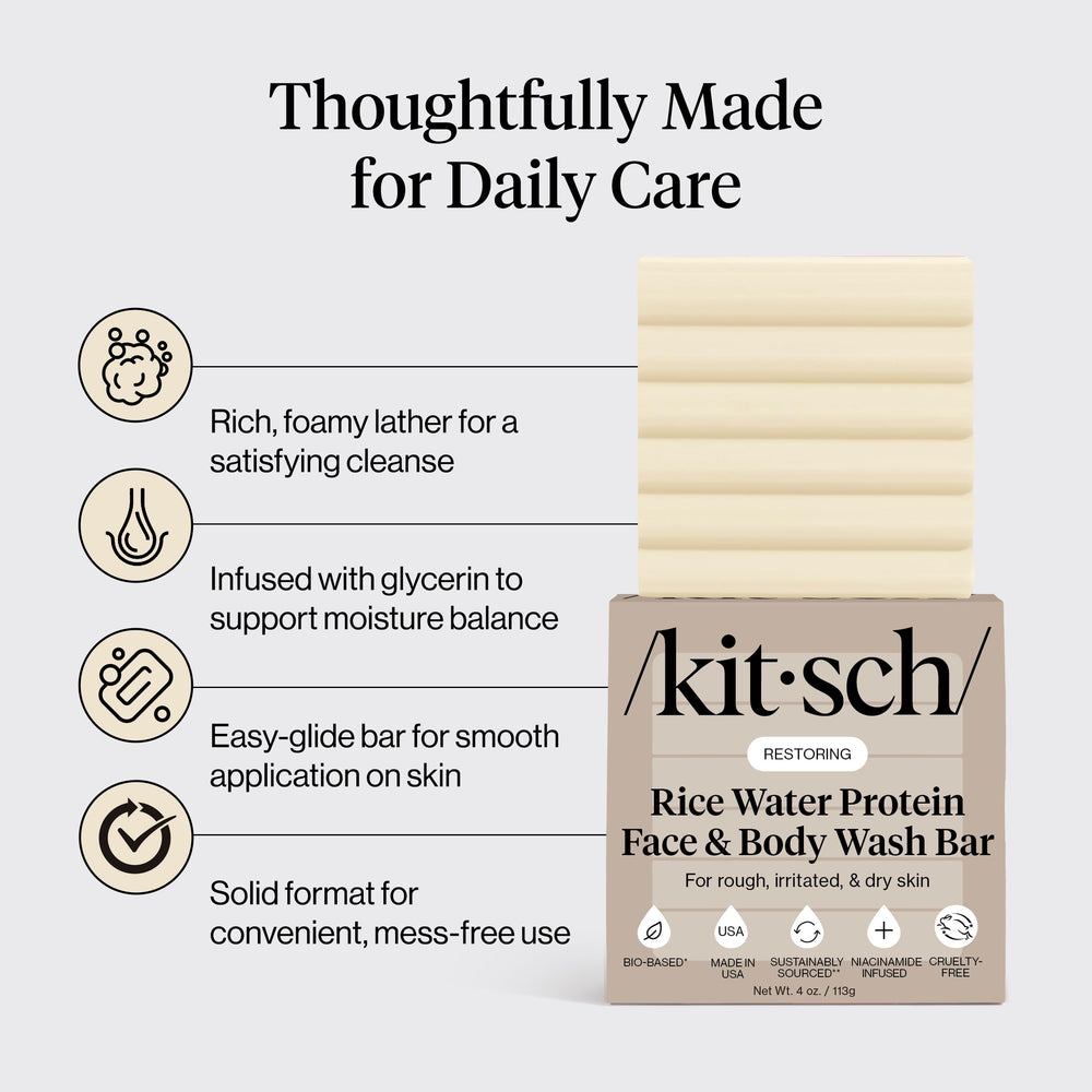 Kitsch bar positioned in shower to show easy body and face use benefit