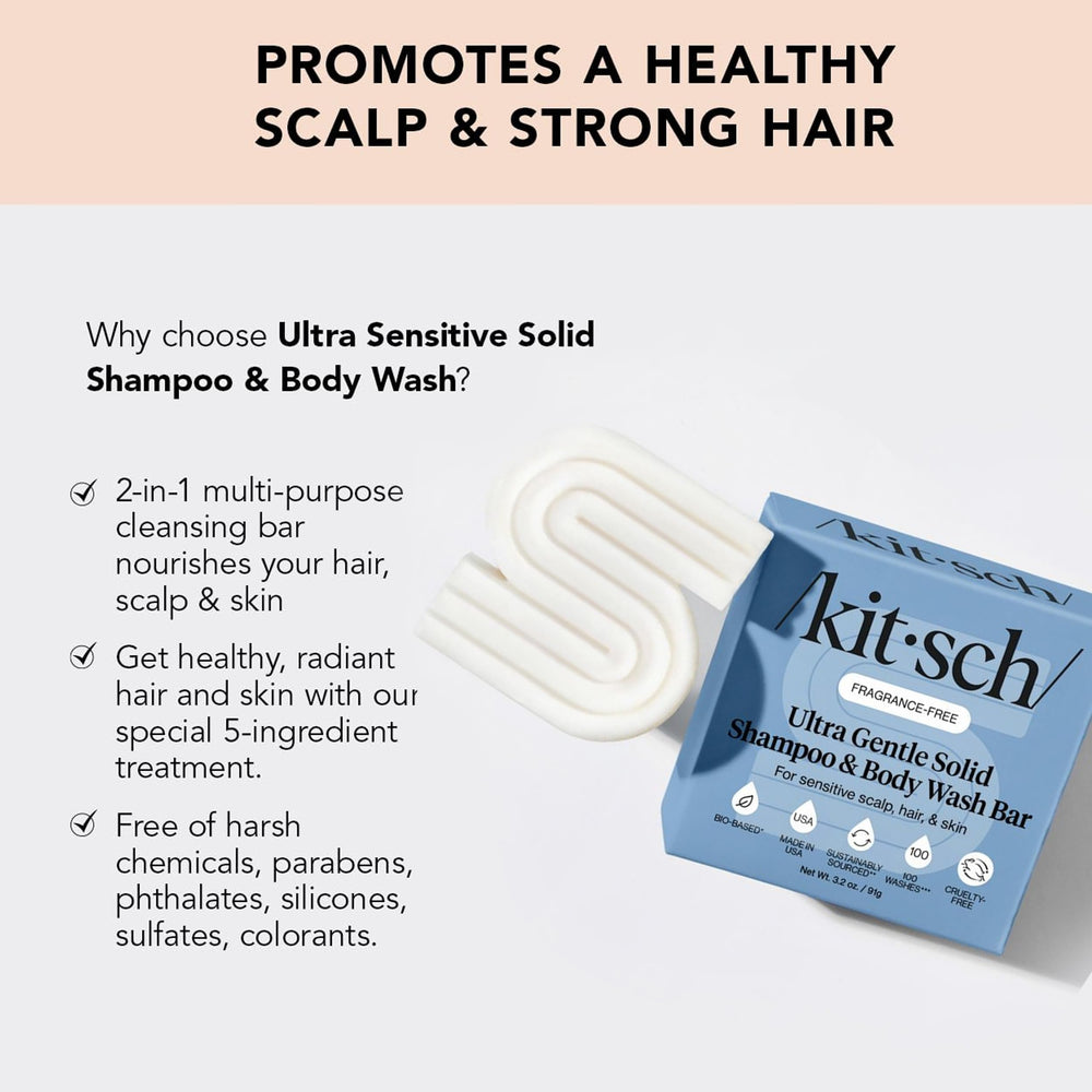 Kitsch bar creating lather in hands for effective hair and body cleansing