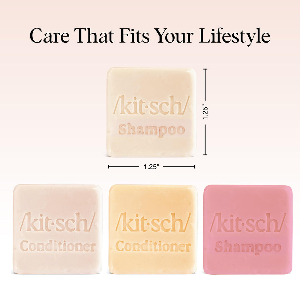 Kitsch shampoo bar producing lather in hand for easy application