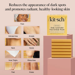 Kitsch soap side profile with label displaying ingredient highlights