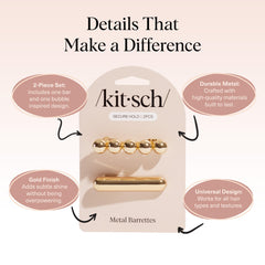 Kitsch barrettes worn in half-up hairstyle demonstrates neat everyday elegance