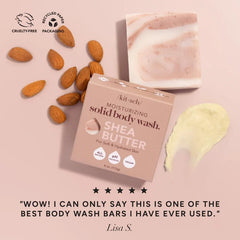 Kitsch bar displayed on bathroom shelf conveying tidy, sustainable beauty routine