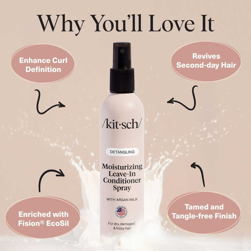 Kitsch before and after detangle displaying smoother, less tangled hair