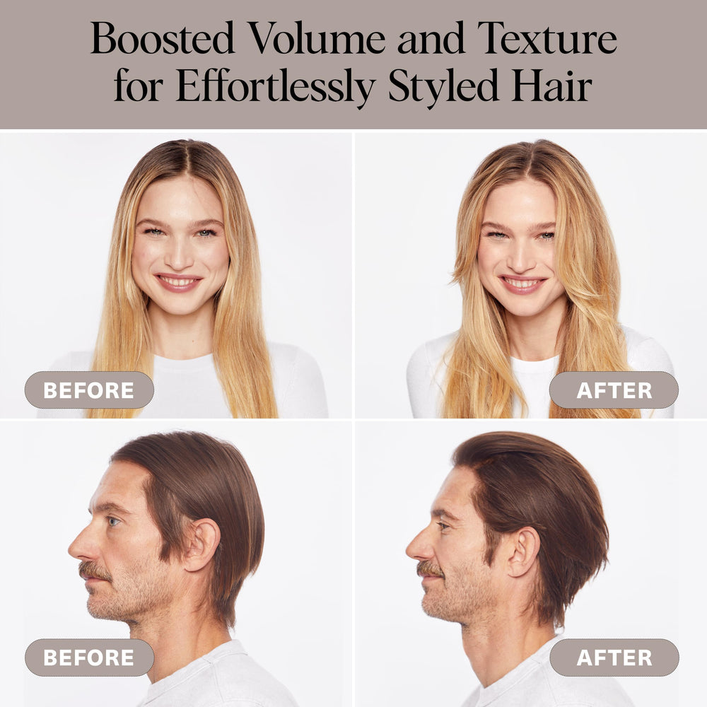 Kitsch before-and-after photo showing added volume and refreshed hair