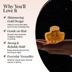 Kitsch C-3PO clip securing half-up hairstyle offering secure, stylish hold