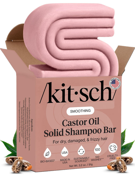 Kitsch shampoo bar front packaging showing brand and compact design benefits