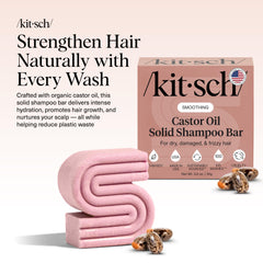 Kitsch bar texture close-up highlighting creamy formulation for moisturized hair