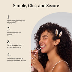 Kitsch clips securing sections during blow-dry to enable crease-free styling benefit