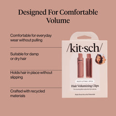 Kitsch clip worn while applying makeup for hands-free styling convenience