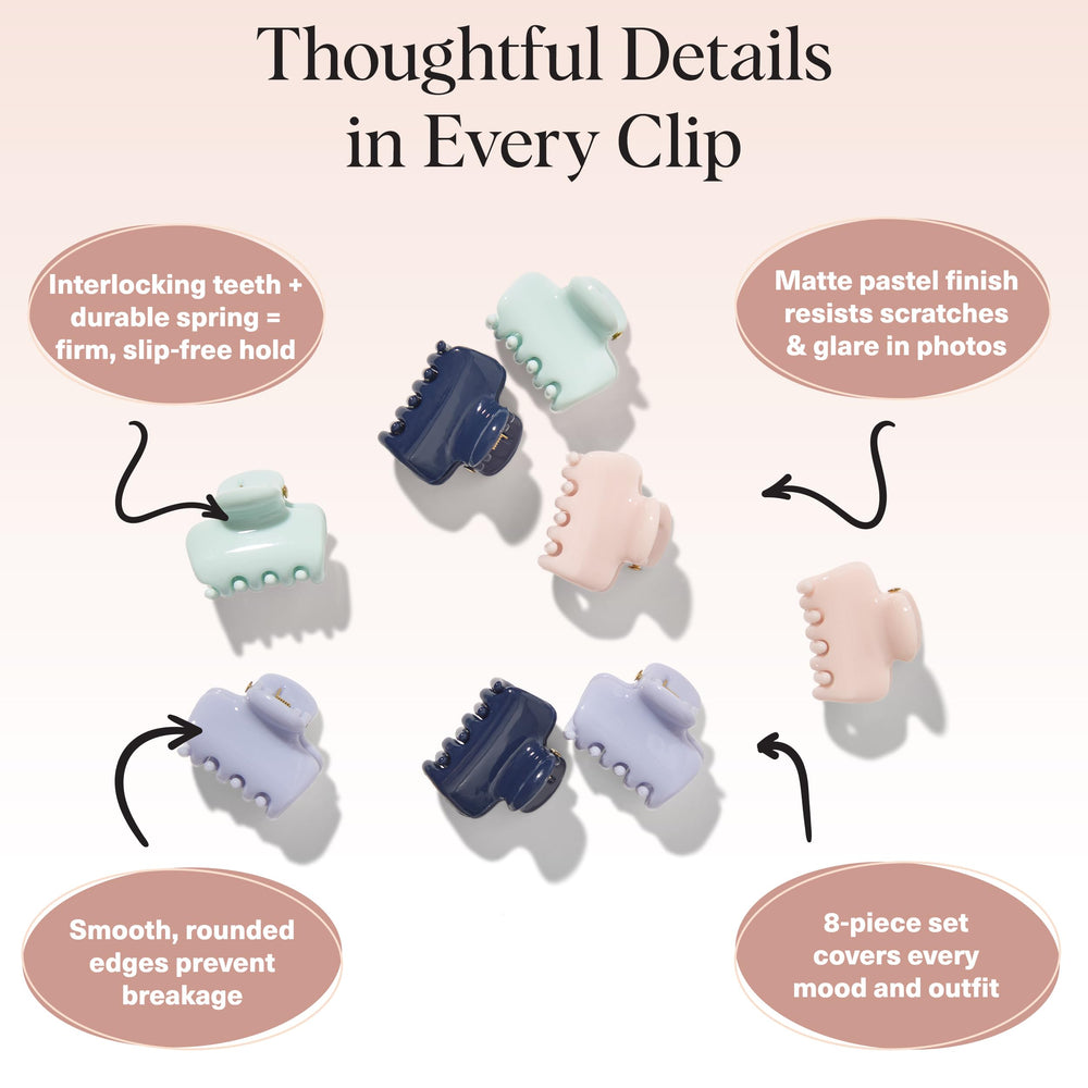 Kitsch clips worn in half-up hairstyle demonstrating secure, no-snag styling