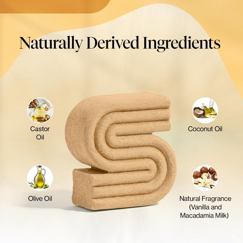 Kitsch shampoo bar held in hand to show compact size and travel convenience