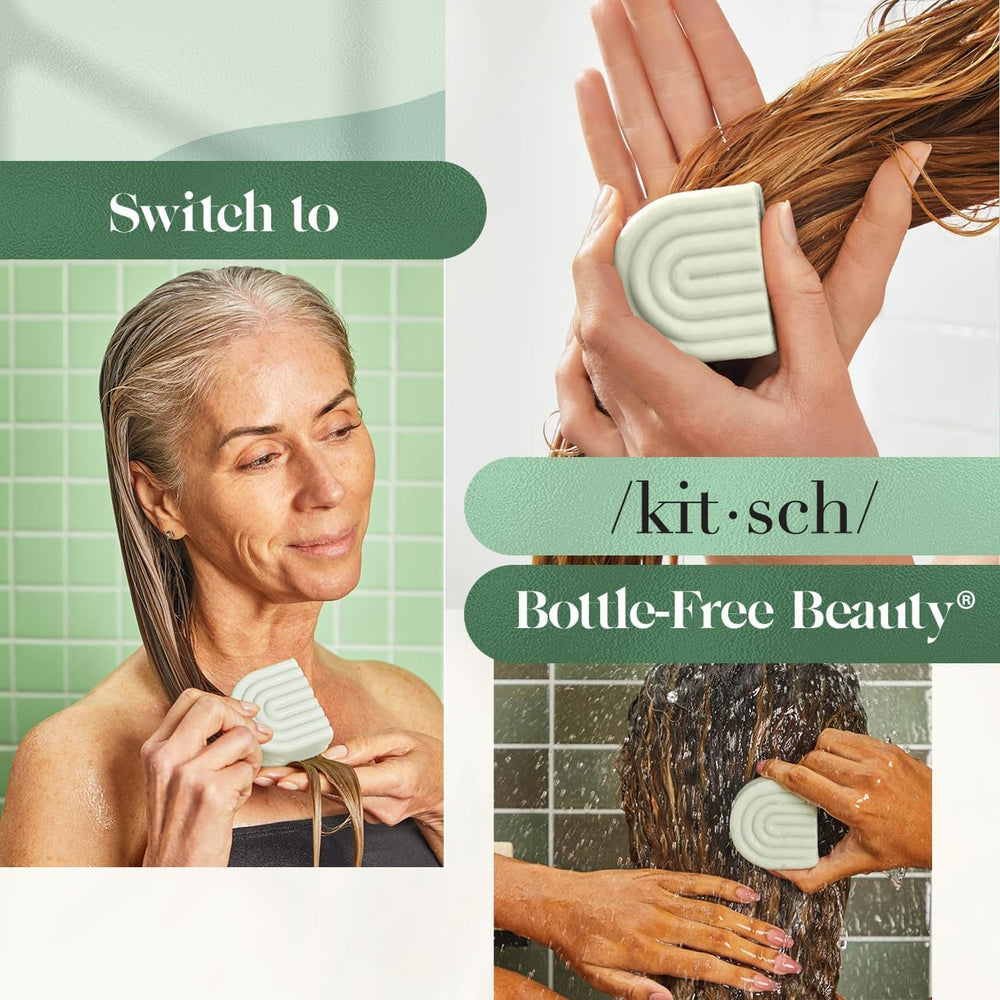 Kitsch conditioner bar being applied to hair showing detangling and softness