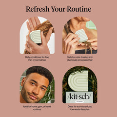 Kitsch conditioner bar with rosemary and biotin ingredients emphasizing volumizing benefits