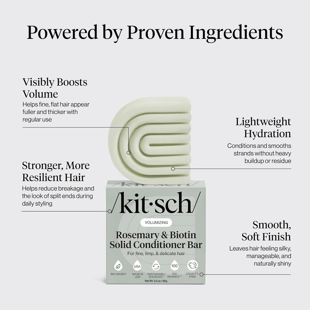 Kitsch conditioner bar creating lather in hands to demonstrate easy application