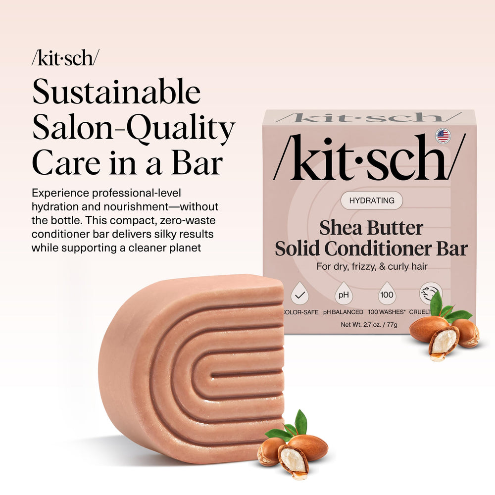 Kitsch close-up texture of conditioner bar highlighting smooth moisturizing feel