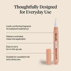Kitsch pen in hand applying oil to cuticle for quick convenient use