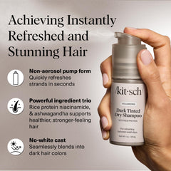 Kitsch dark-tinted powder texture highlighting oil-absorbing performance
