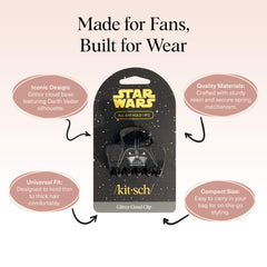 Kitsch Darth Vader worn in half-up hairstyle demonstrating reliable hold and fandom detail