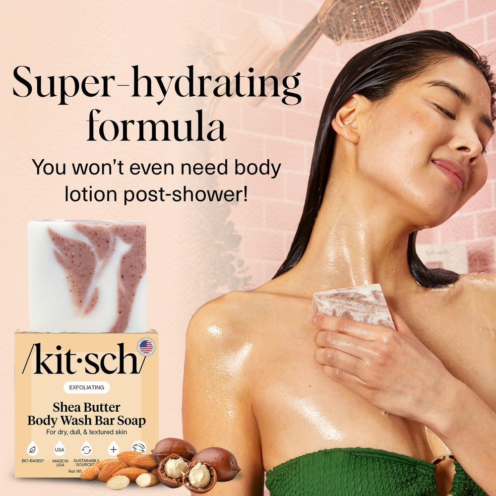 Close-up of plant-based exfoliant texture in Kitsch bar for gentle polishing