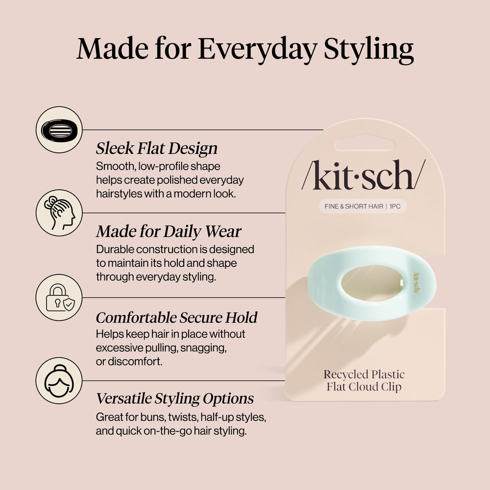 Kitsch clip worn in half-up style demonstrating neat hold and polished look benefit